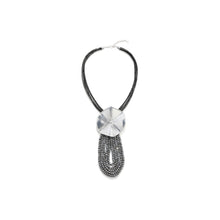 Load image into Gallery viewer, Silver Lilypad on Black Cord with Sparkly Bead Tassle Adjustable Length Necklace from Frinkle
