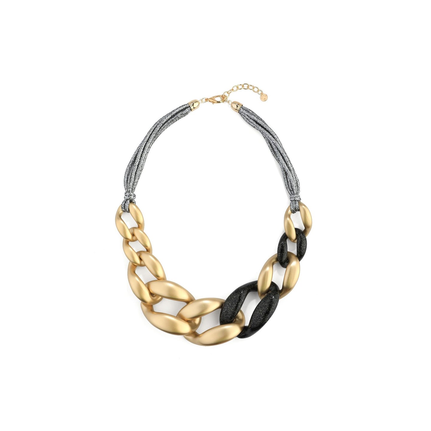 Jolly - Yellow Gold and Black Acrylic Oversized Curb Chain Adjustable Length Necklace - from Frinkle